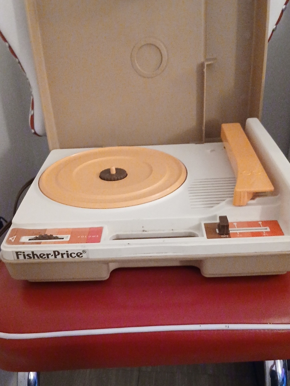 Vintage Fisher-Price  Kids Turntable in Cream and Orange. Works Great